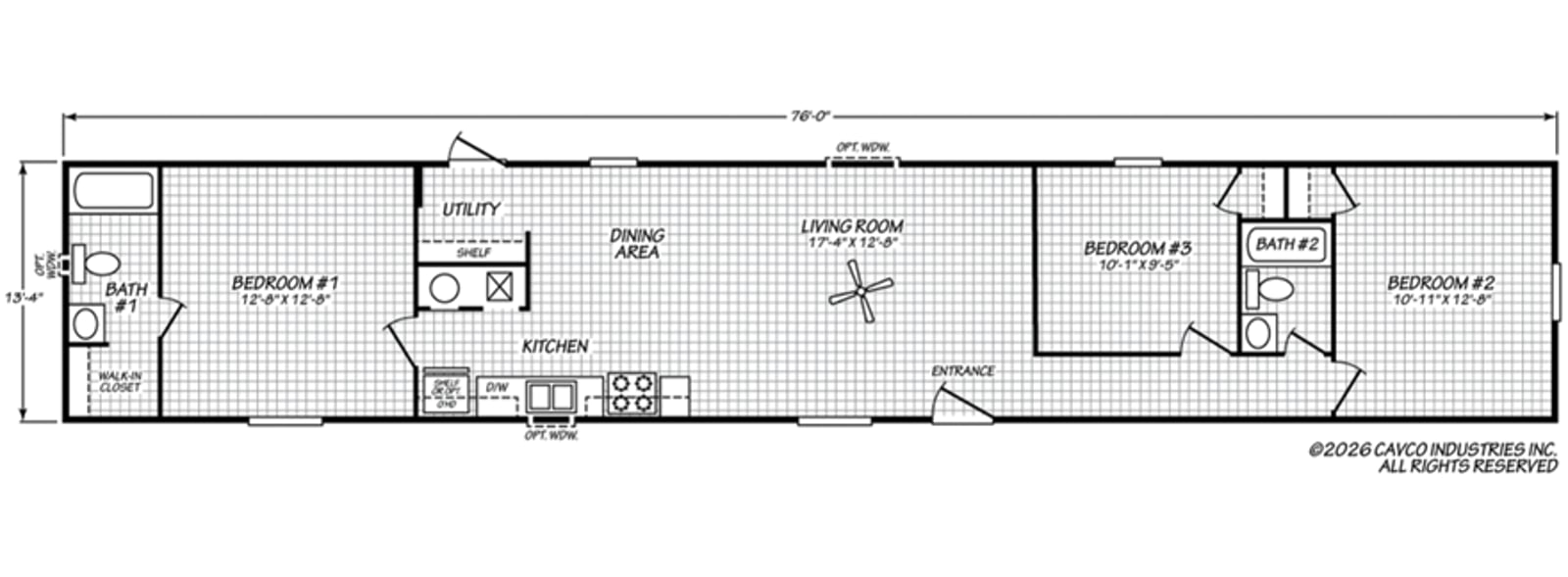 Floorplan of Cavco Valu Maxx 1476-3M home for sale in Tyler, TX
