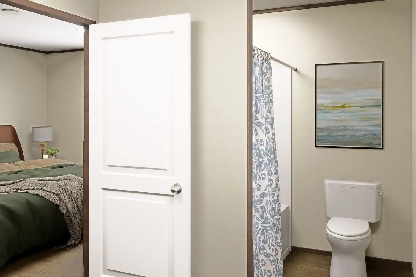 Primary suite bathroom entrance in the Clayton Epic Tide
