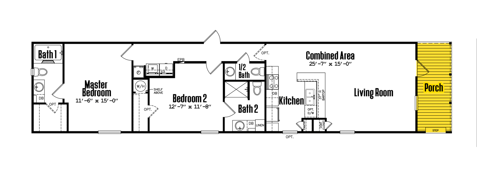 Floorplan of Legacy 16x76 - 3 Bedroom home for sale near Whiteface