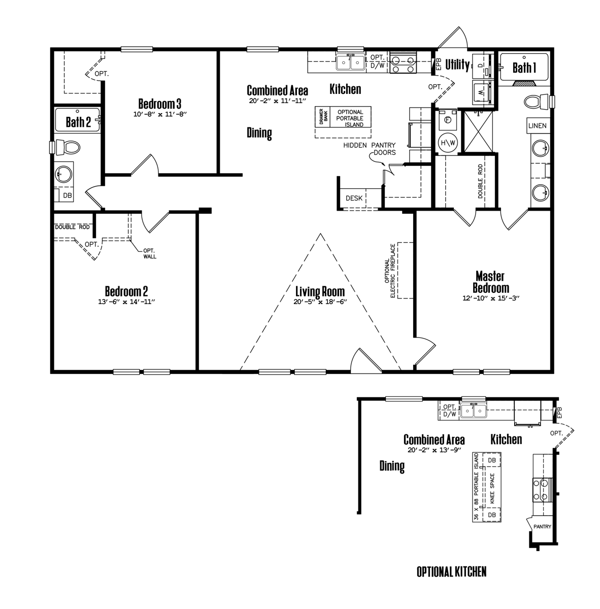 Floorplan of Legacy 32x52 - 3 Bedroom home for sale near Lubbock