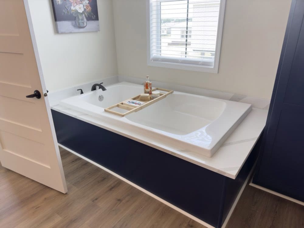 Large soaking tub in The Riverwalk doublewide home