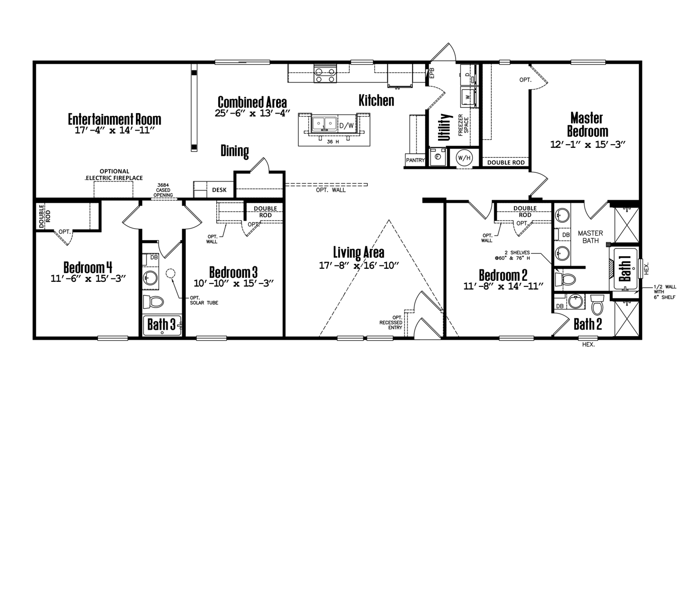 Floorplan of Legacy 32x72 - 4 Bedroom home for sale near Littlefield