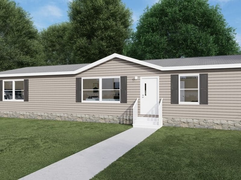 The Thrill by TRU Homes exterior with warm siding and broad front steps