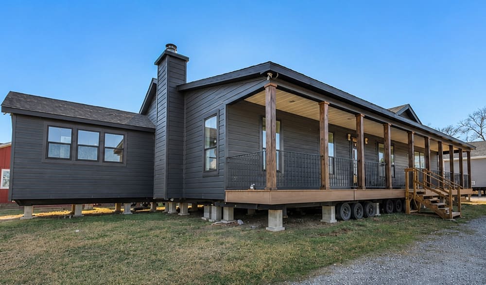 The Lilly II by Franklin Homes with a full covered porch and chimney