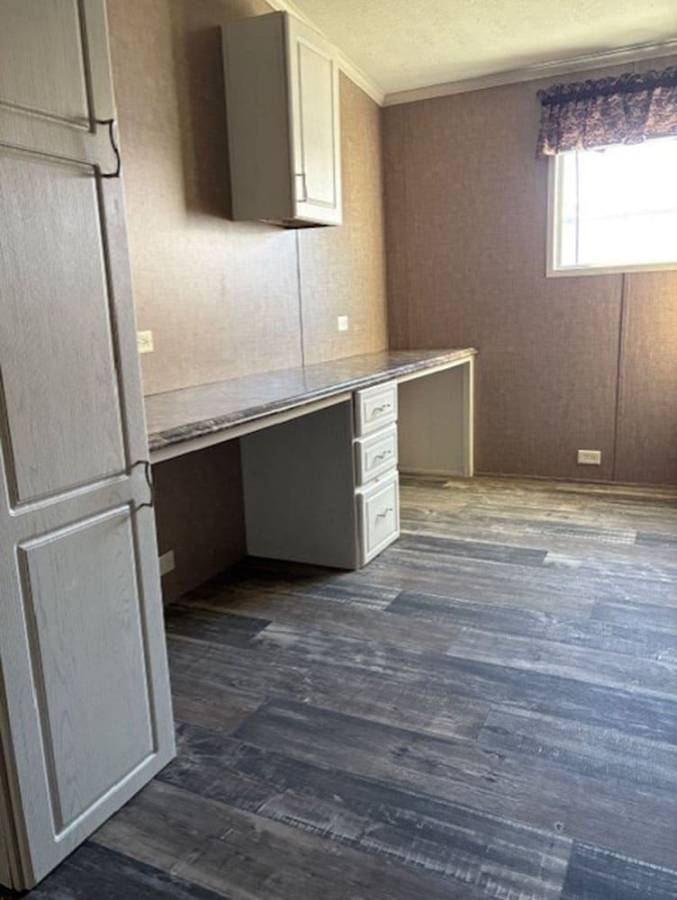 Built-in home office desk in The Leslie 5-bedroom mobile home