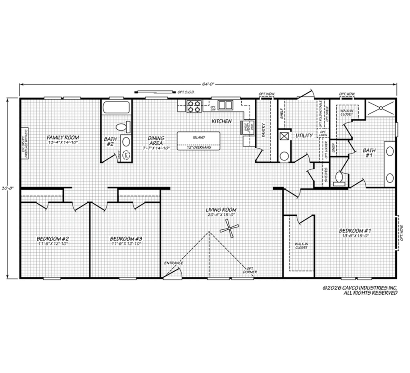 Floorplan of Cavco Value Maxx Premier 32643E home for sale in Tyler, TX