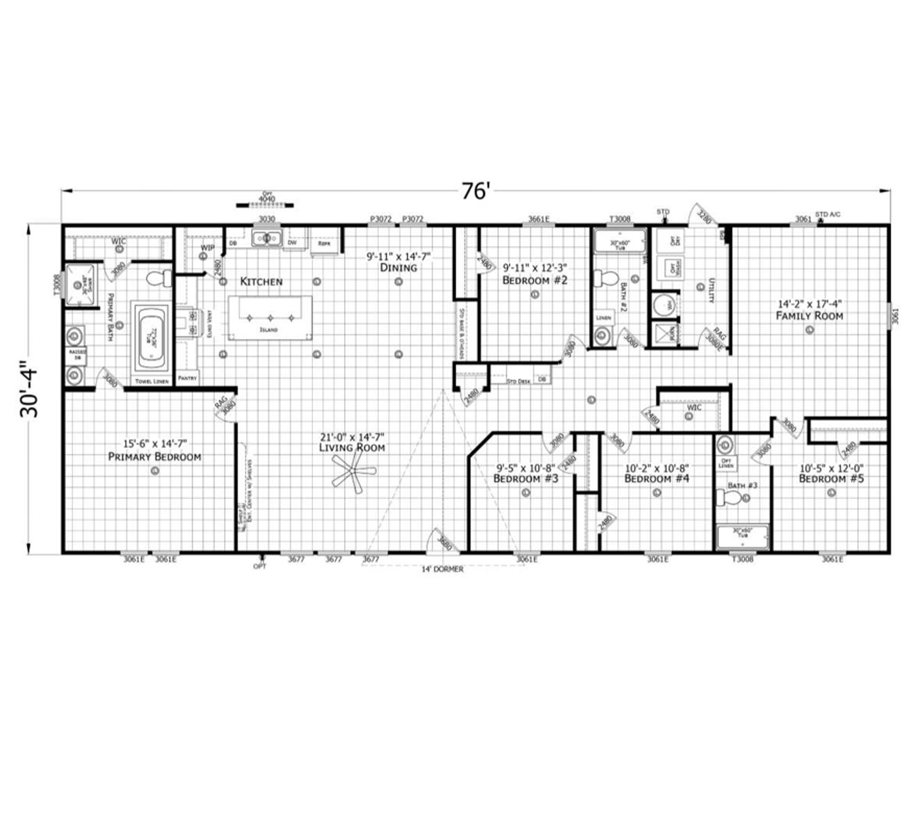 Floorplan of Champion Select 32x76 home for sale in Tyler, TX