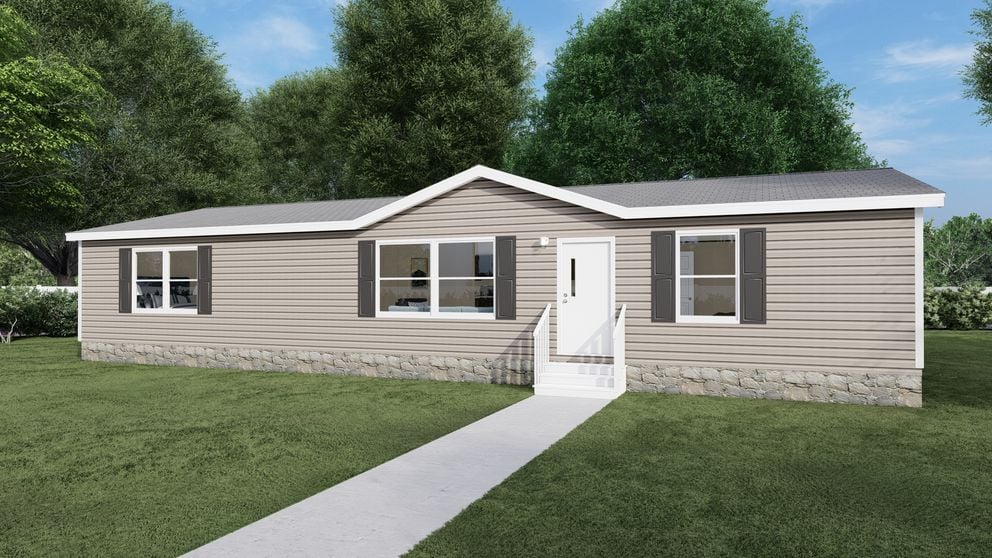 The Thrill by TRU Homes exterior with warm siding and broad front steps