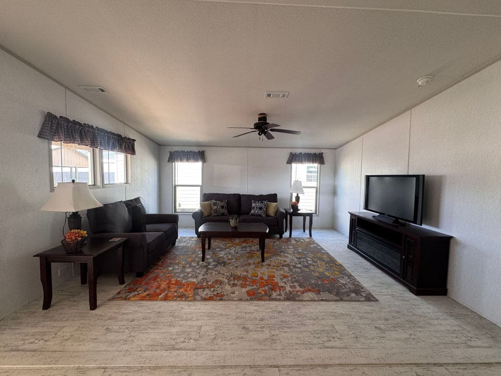 Spacious living room in The Lucia manufactured home