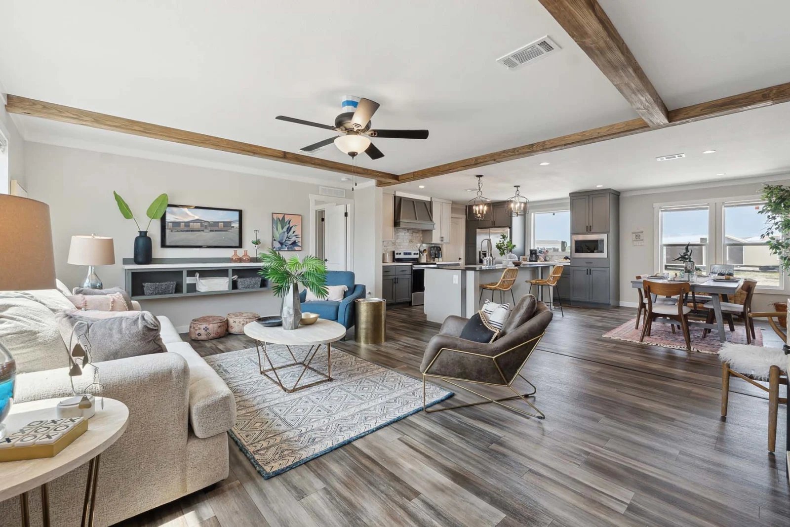 Open living room in the Winter Series 32x56H double-wide