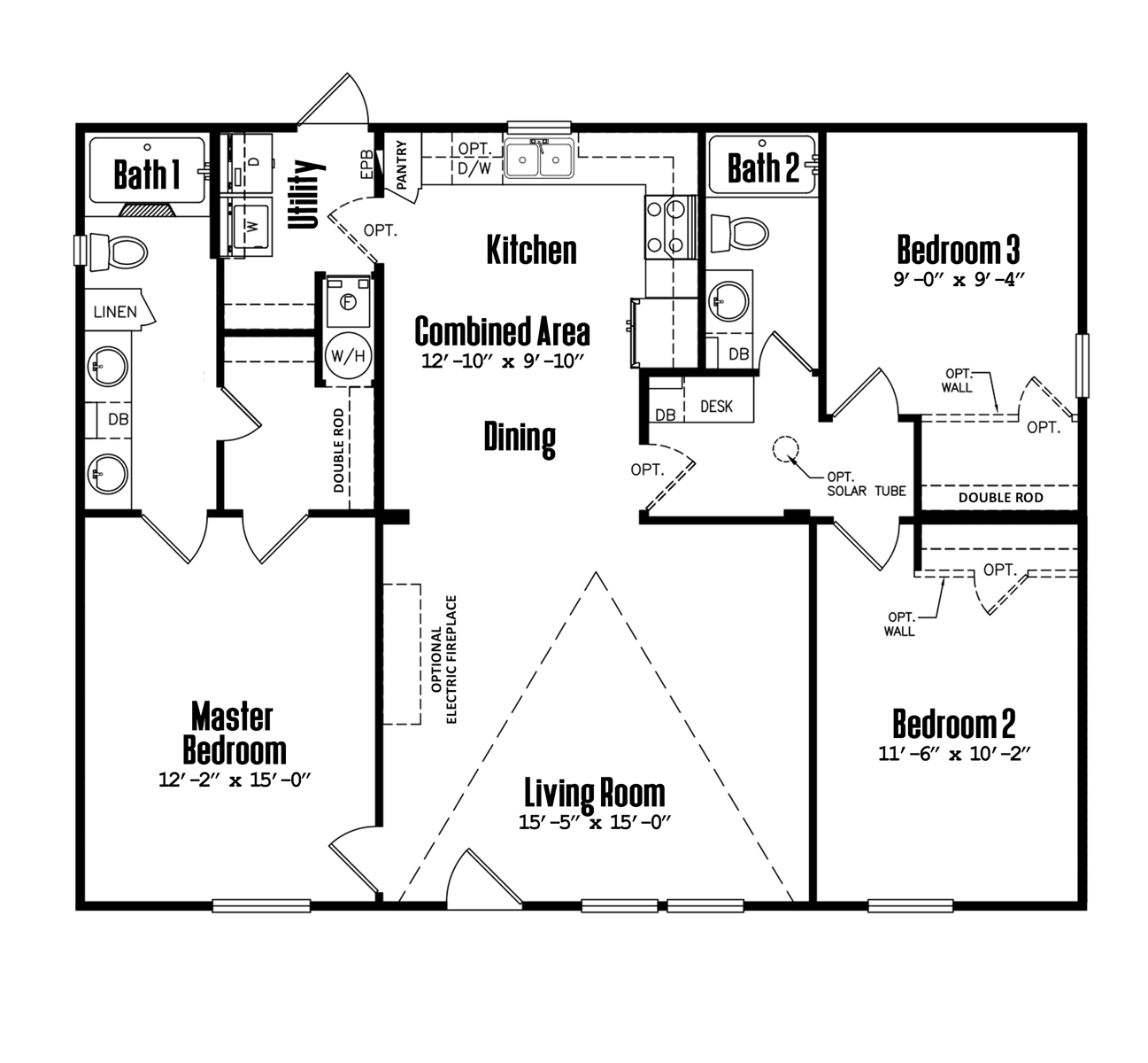 Floorplan of Legacy 32x44 - 3 Bedroom home for sale near Littlefield