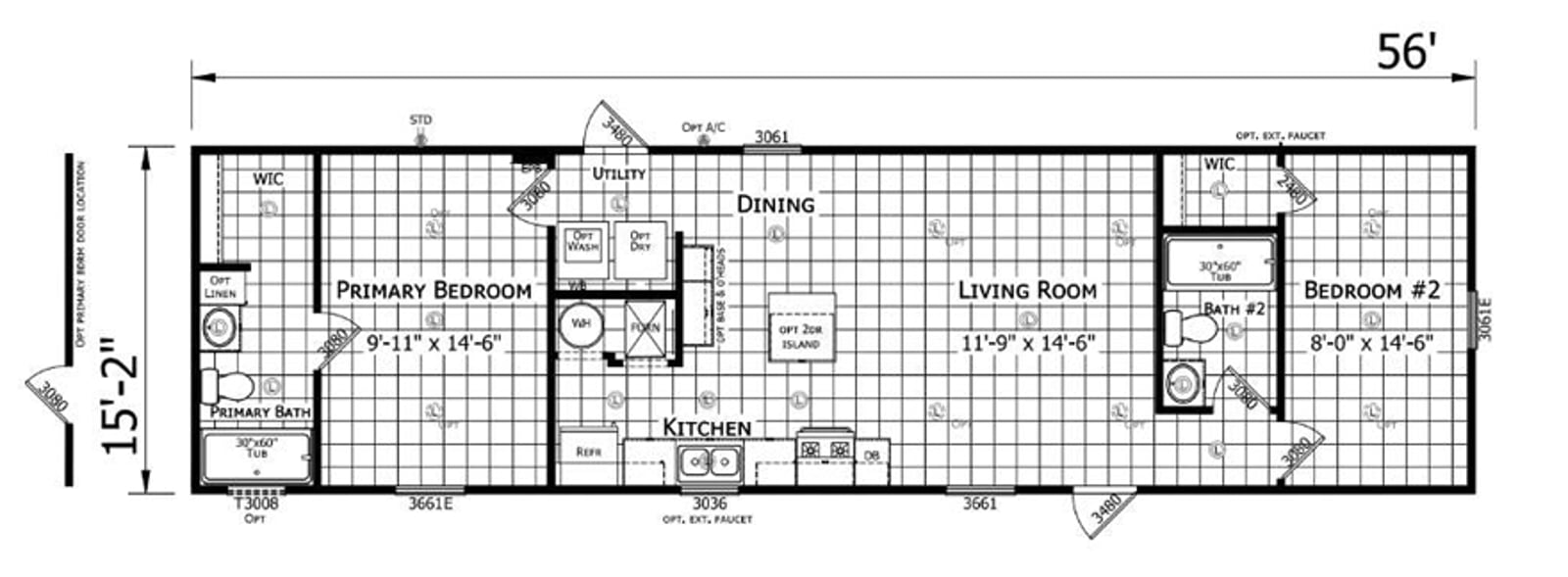 Floorplan of Redman 1656-A home for sale in Tyler, TX