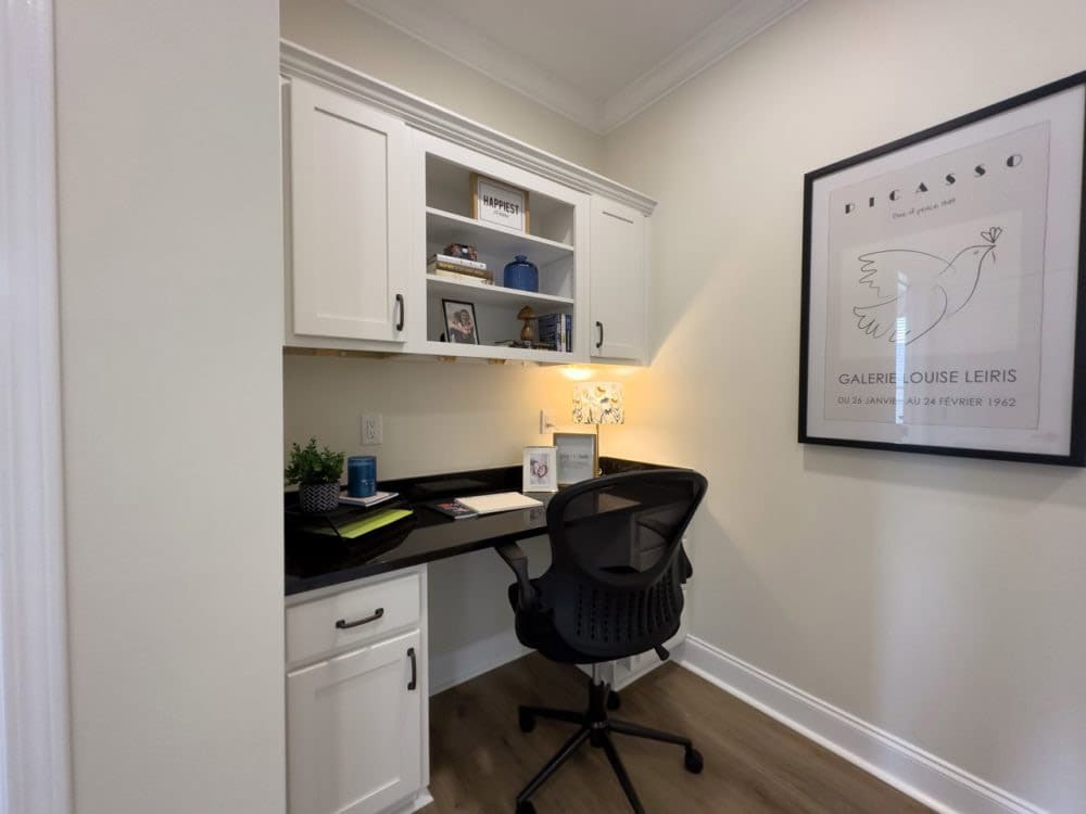 Built-in home office nook in The Riverwalk by Franklin Homes