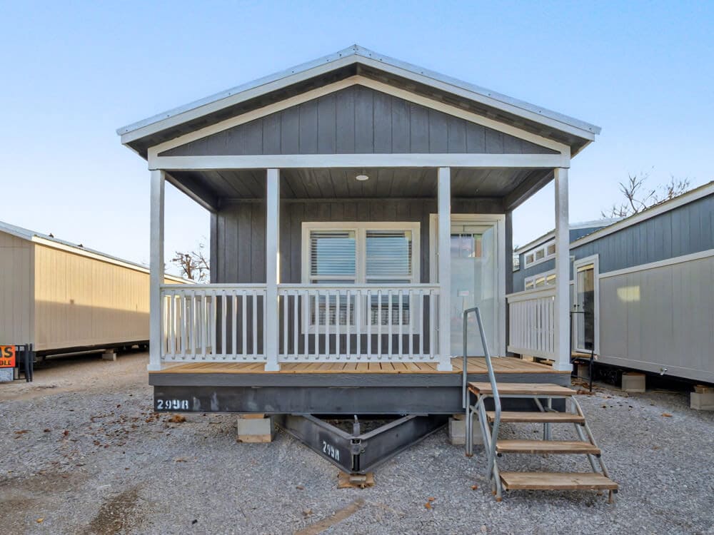 Front exterior of the Bobby Jo by New Vision with a built-in covered porch