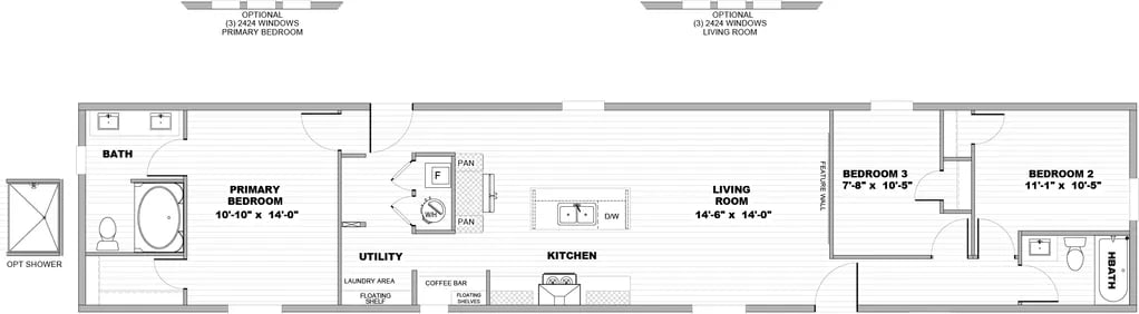 Clayton Epic Mariner 16x76 floorplan