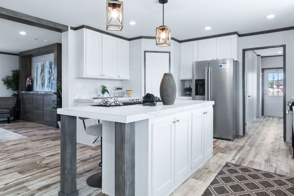 Oversized kitchen island in the Jessup Royal manufactured home