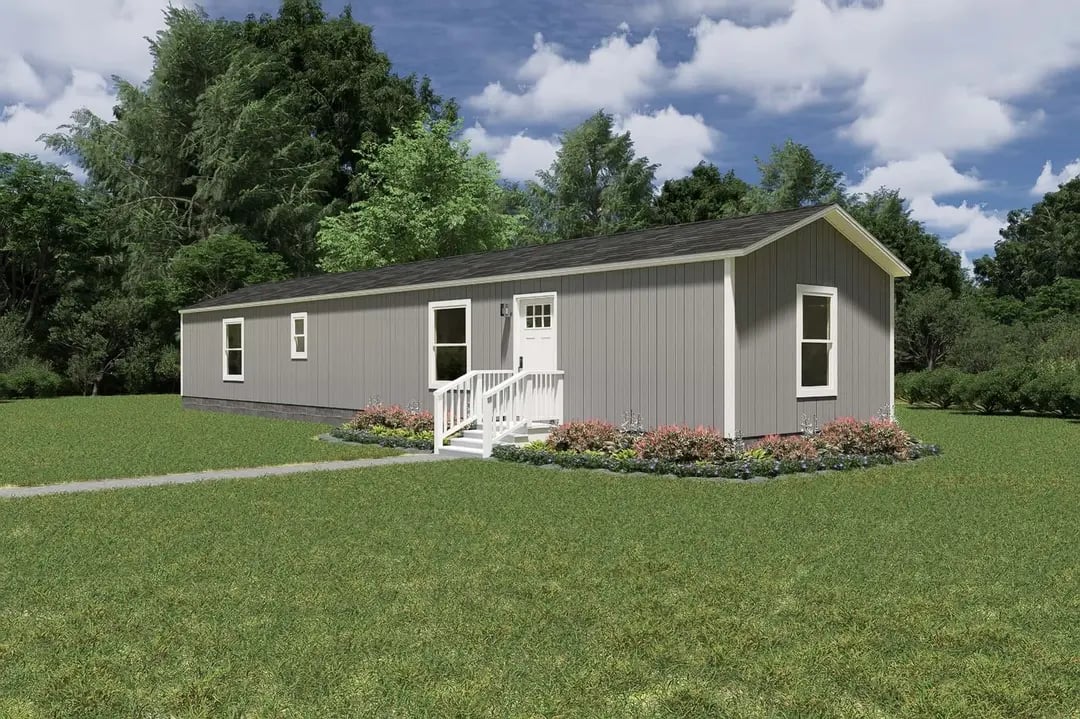 Gray exterior of the Clayton Epic Tide single-wide in Española, NM