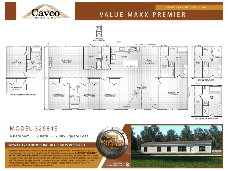 Cavco Value Maxx Premier 32x68-4E floor plan from Maverick in Tyler TX