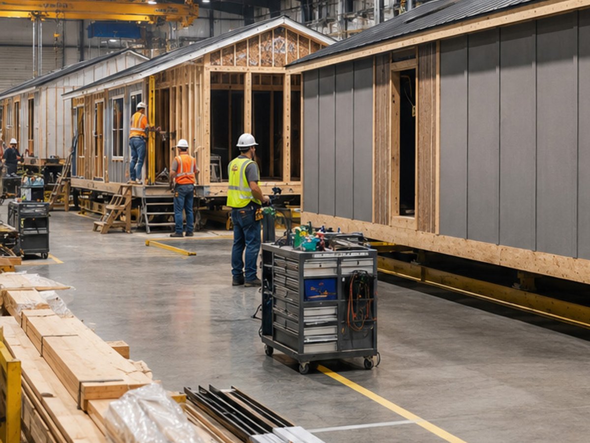 inside Legacy Housing manufactured home factory