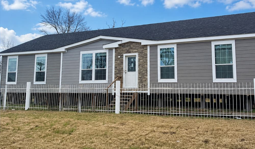 Exterior of The Ace doublewide manufactured home for sale in Conroe, Texas