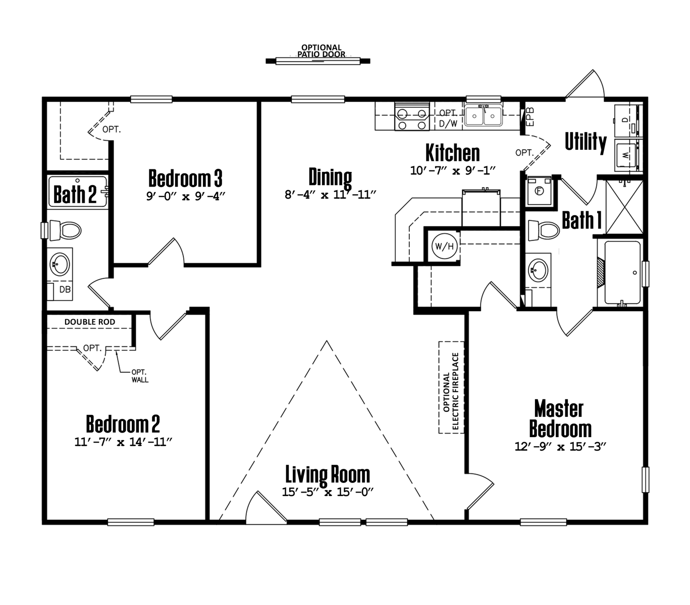 Floorplan of Legacy 32x48 - 3 Bedroom home for sale near Hobbs