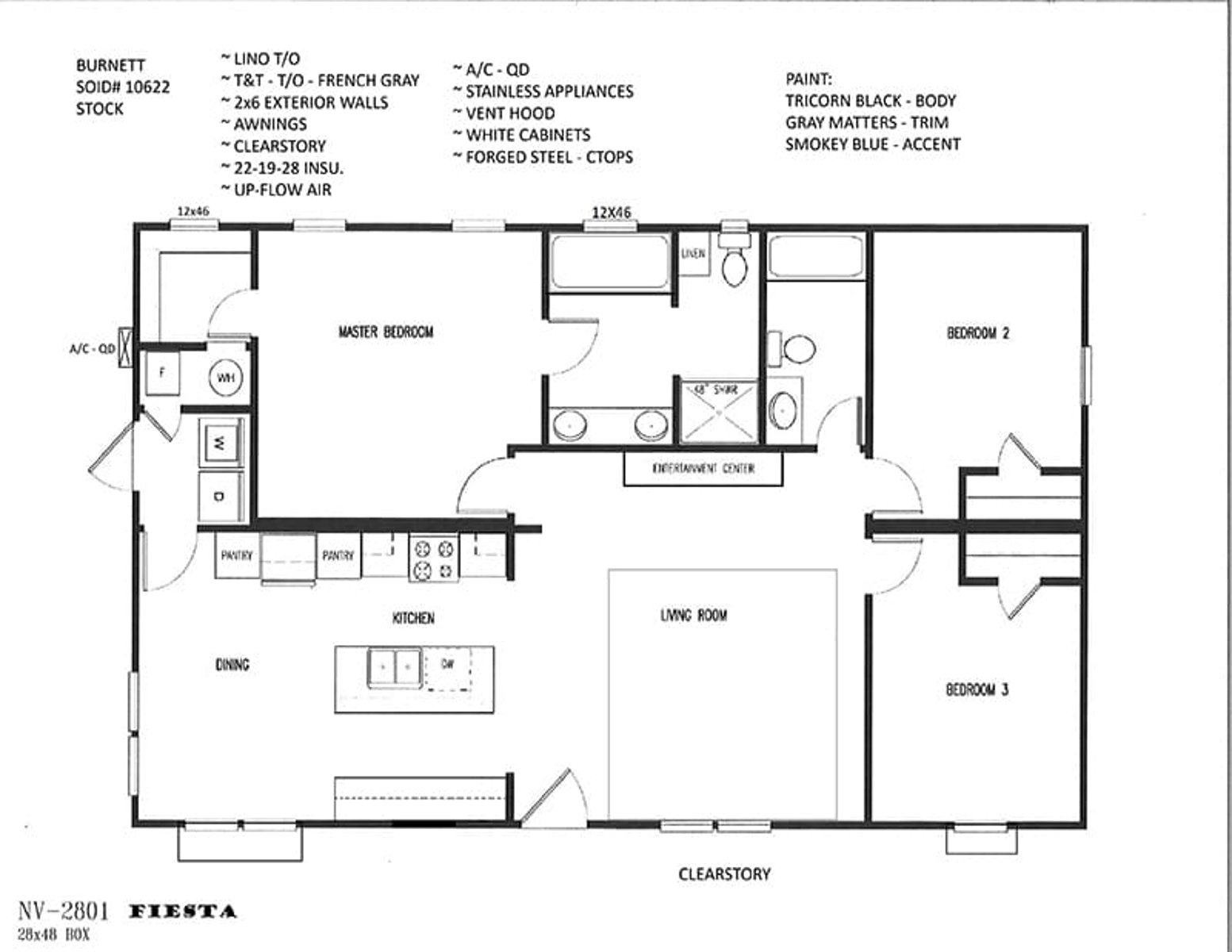 Floorplan The Fiesta 28x48 Doublewide #190 by New Vision Manufacturing