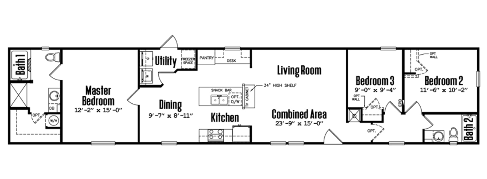 Floorplan of Legacy 1680-32J home for sale in Tyler, TX