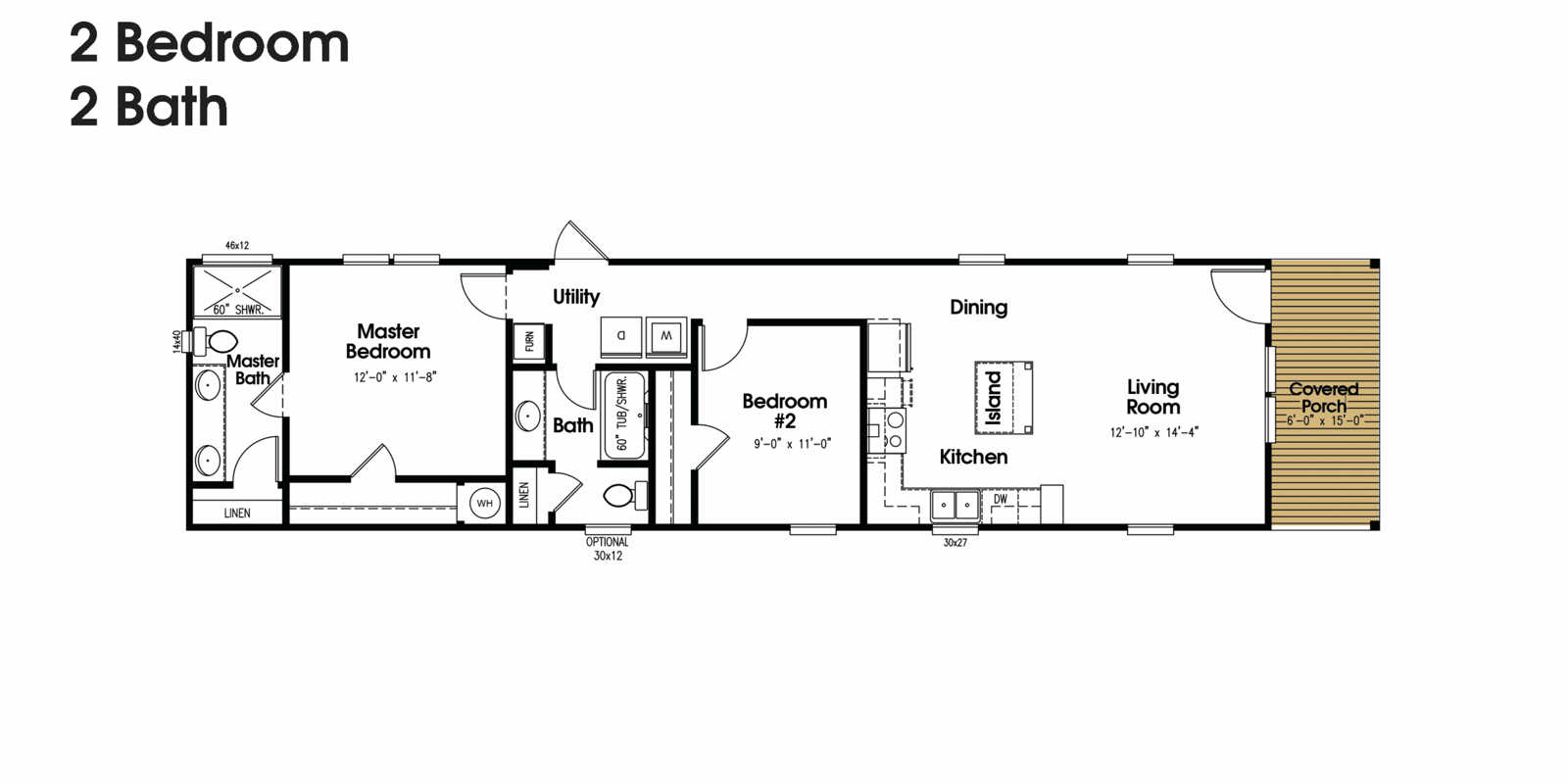 Bobby Jo 16x66 singlewide floor plan by New Vision Manufacturing