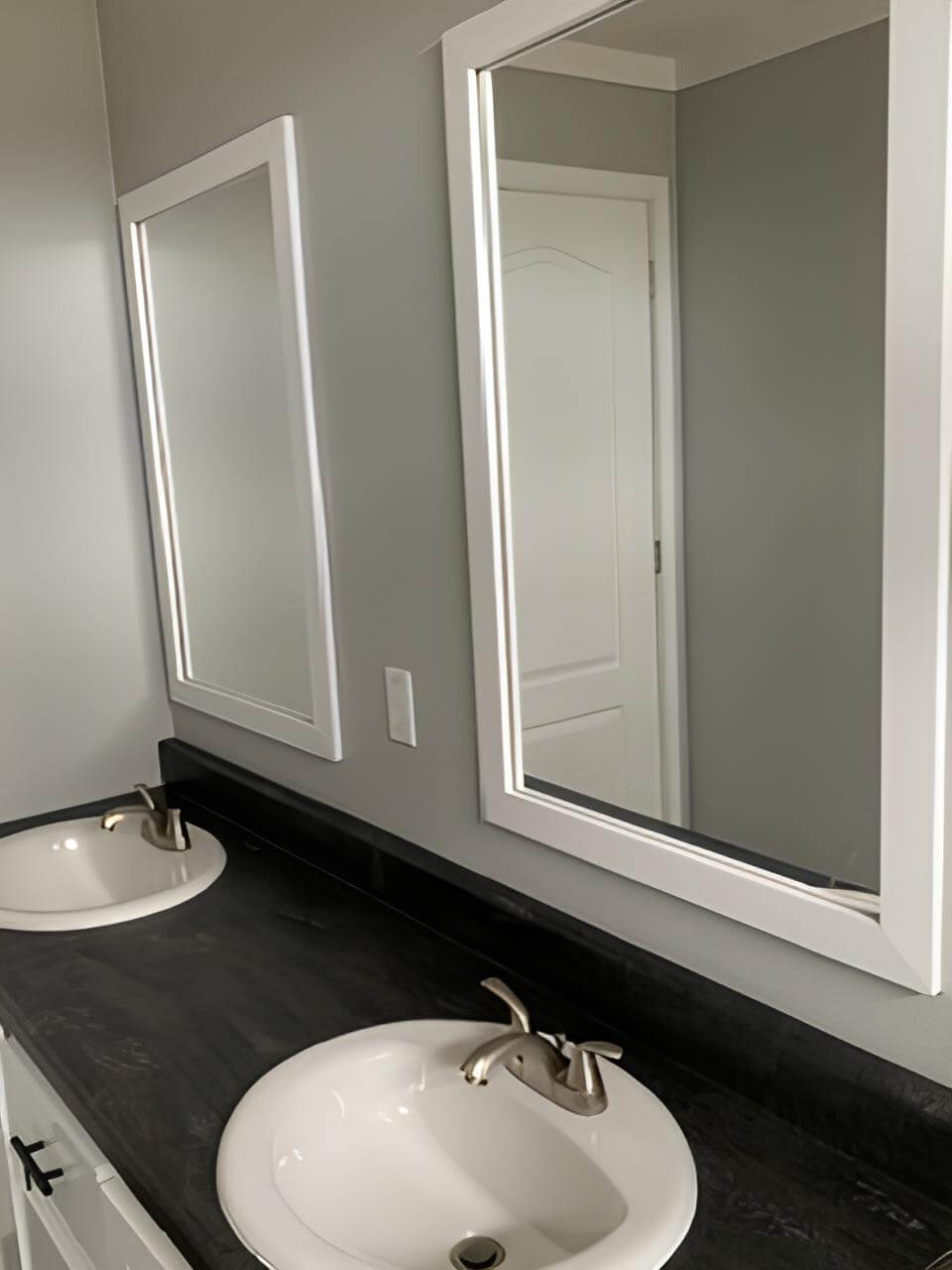 Double-sink bathroom vanity in the Bobby Jo by New Vision