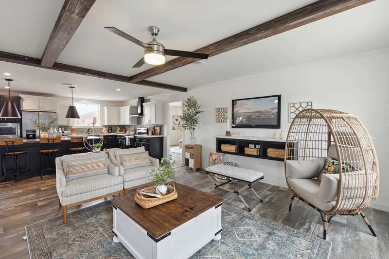 Open-concept interior in the Winter Series 3276H by Champion Homes