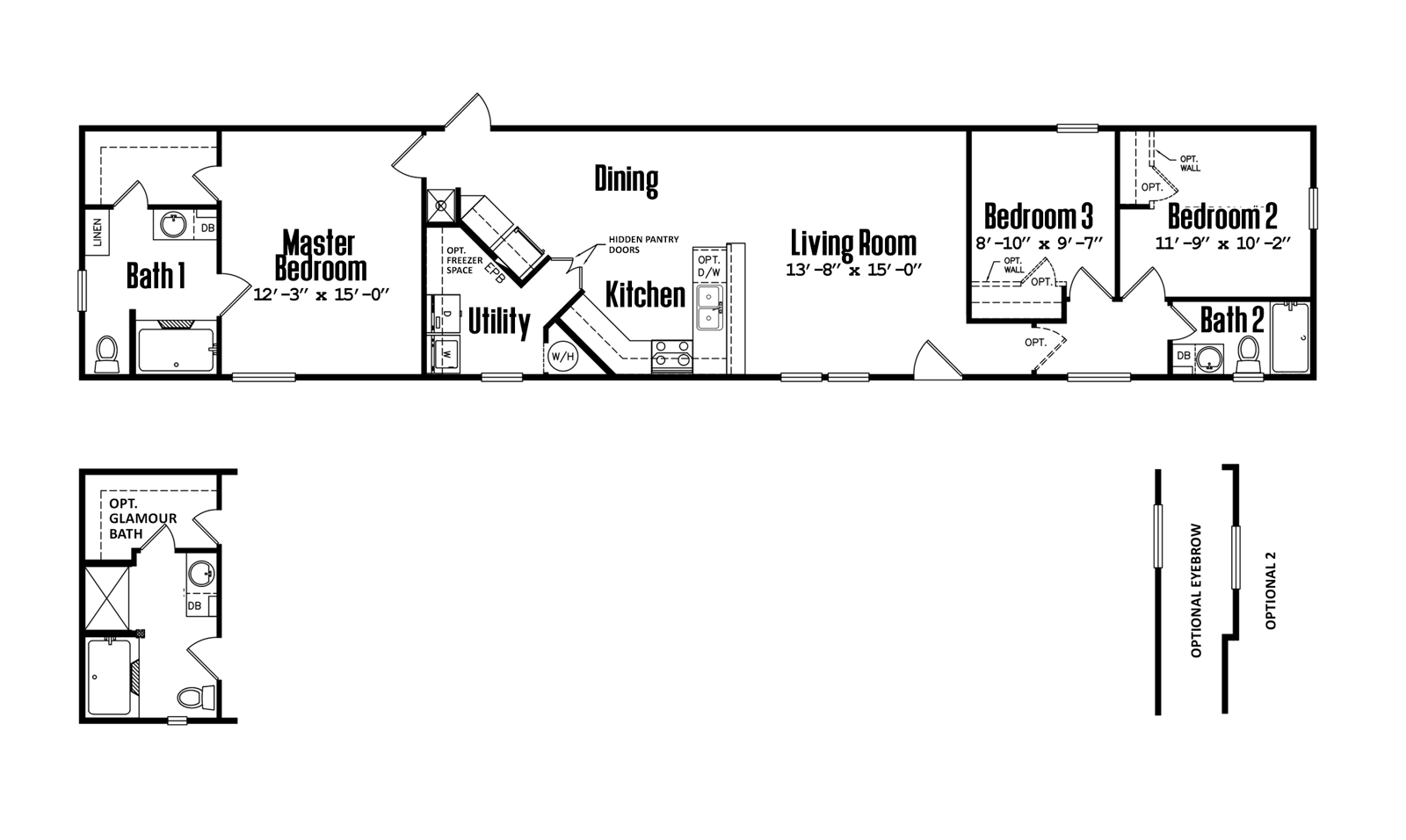 Floorplan of Legacy 16x80 - 3 Bedroom home for sale near Whiteface