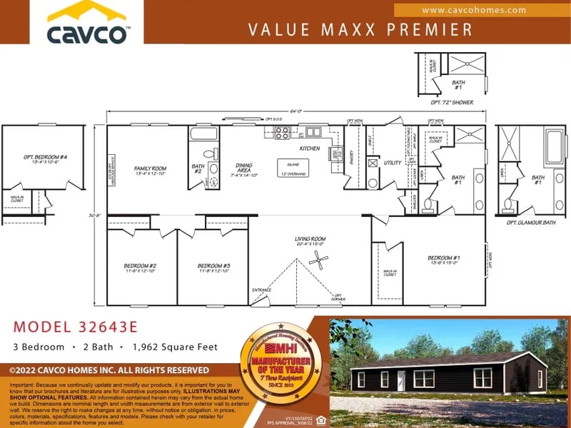 Cavco Value Maxx Premier 32x64-3E floor plan from Maverick in Tyler TX