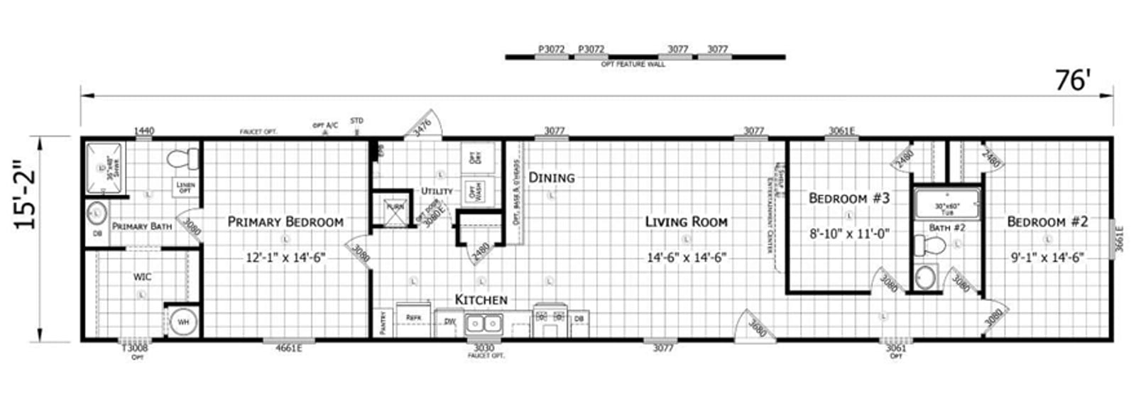 Floorplan of Champion Select 1676-A home for sale in Tyler, TX