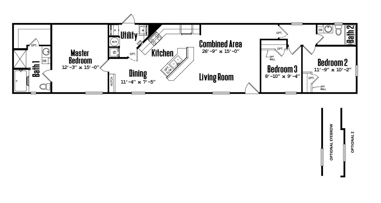 Floorplan of Legacy 16x80 - 3 Bedroom home for sale near Hobbs