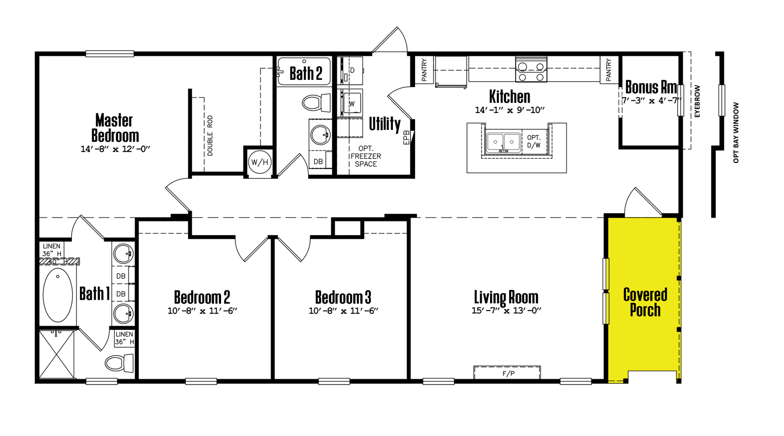 Floorplan of Legacy 28x56 - 3 Bedroom home for sale near Lubbock