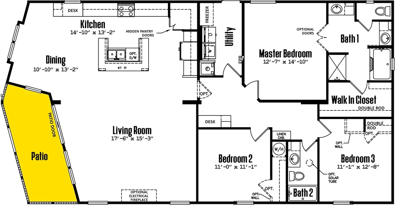 The Lakehouse H-3264-32AP doublewide floor plan by Legacy Housing