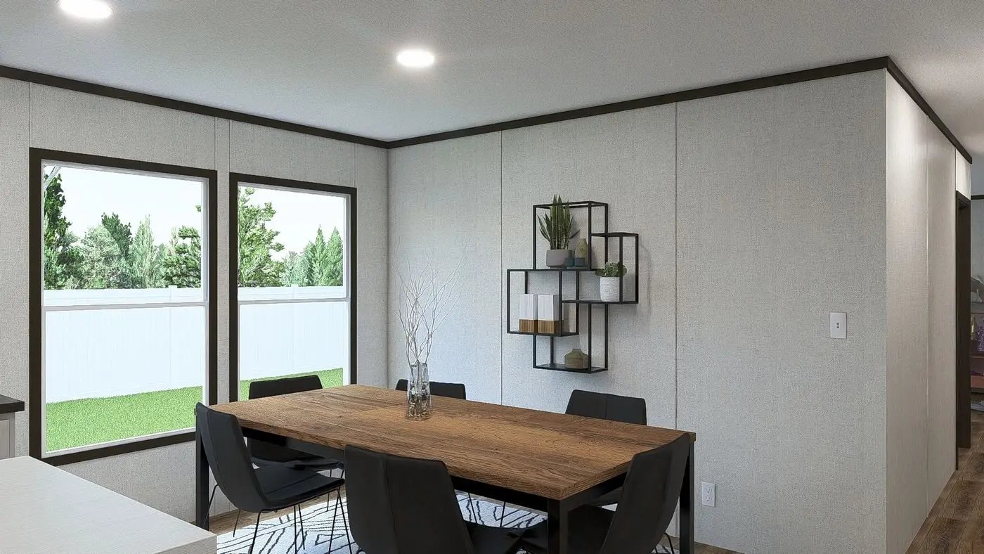 Bright dining area in a double-wide manufactured home