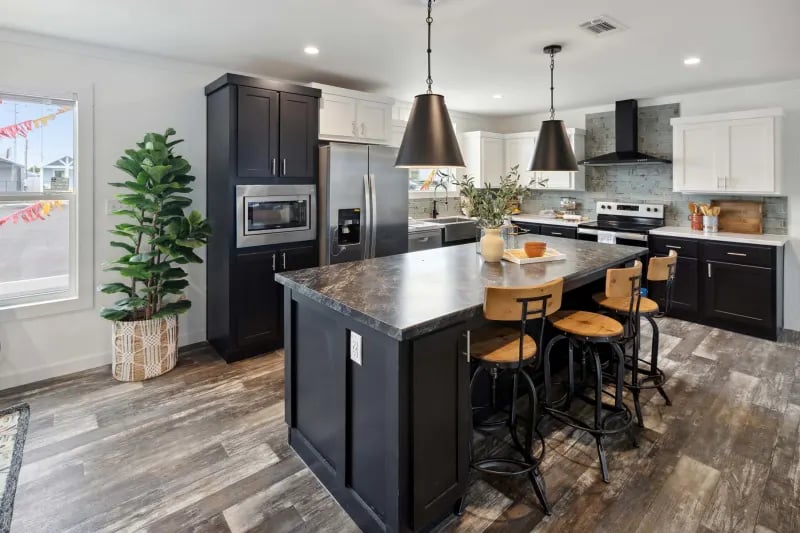 Kitchen cabinetry in the Winter Series 3276H 32x76 double-wide home