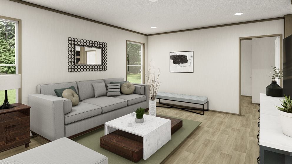 Large double-wide living area in the Clayton Epic Snowcap by Factory Mobile Homes