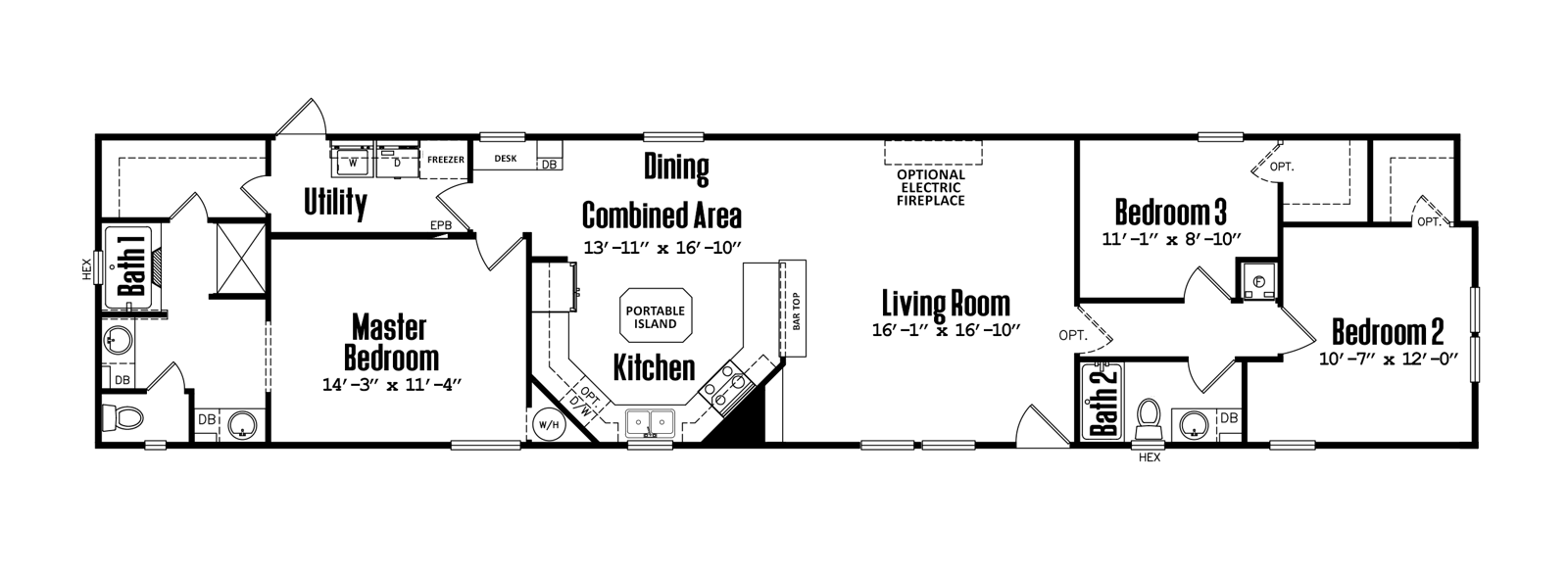 The Libby H-1880-32E ultrawide floor plan by Legacy Housing