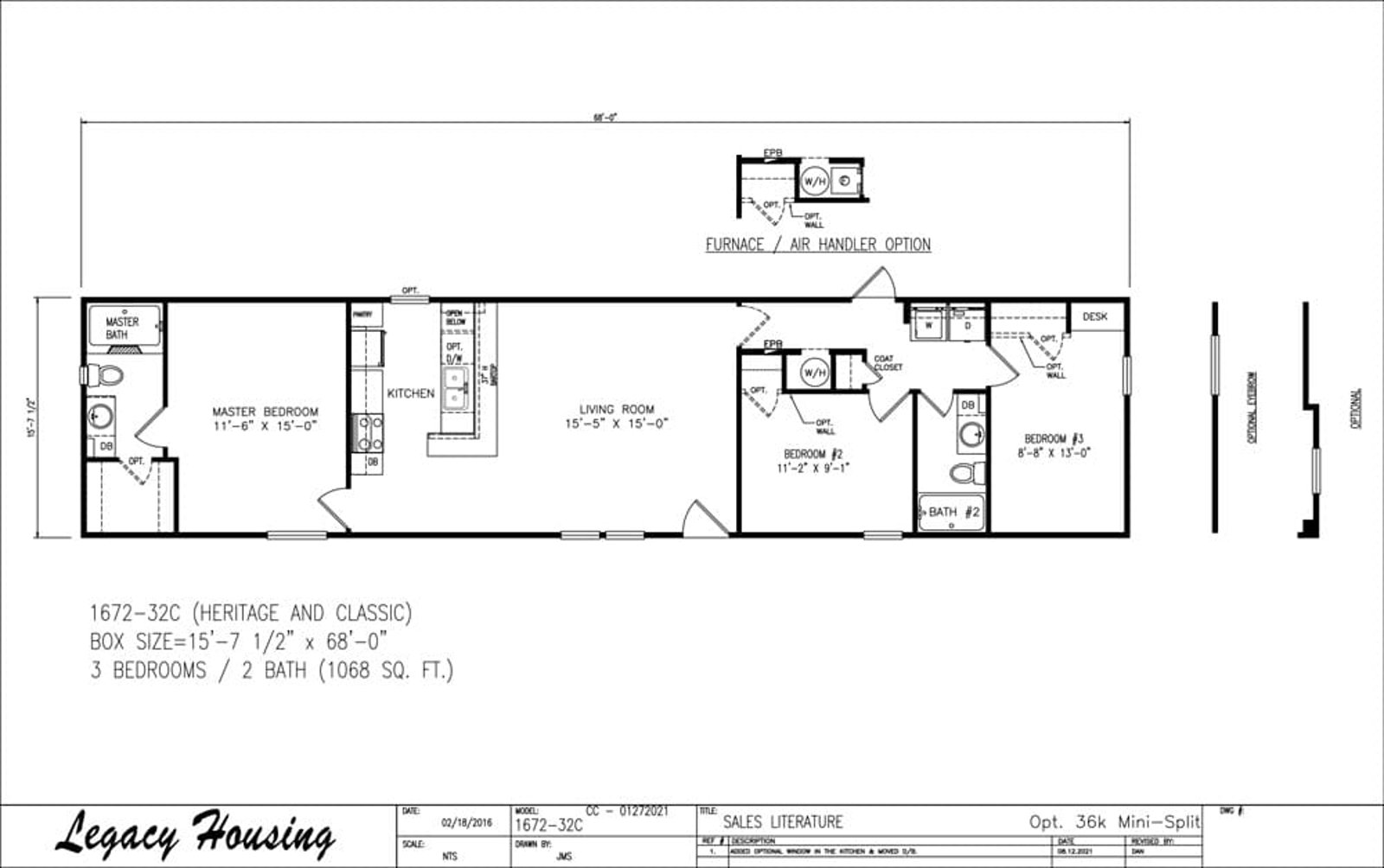Floorplan of Legacy 16x76 - 3 Bedroom home for sale near Levelland
