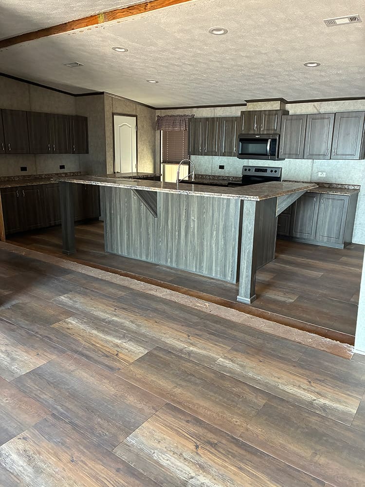 Kitchen inside a big Doublewide for sale near Levelland, TX