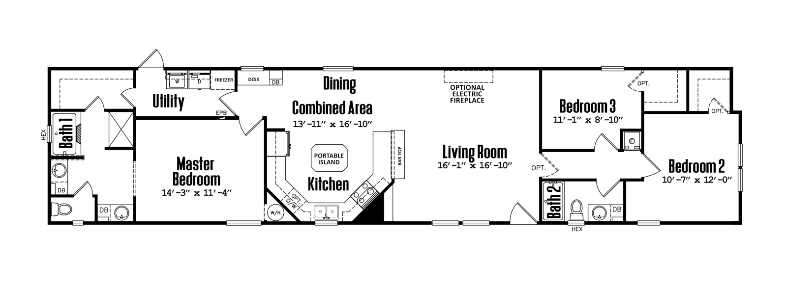Floorplan of Legacy 18x80 - 3 Bedroom home for sale near Brownfield