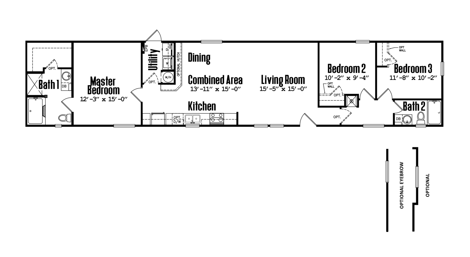 Floorplan of Legacy 16x80 - 3 Bedroom home for sale near Levelland