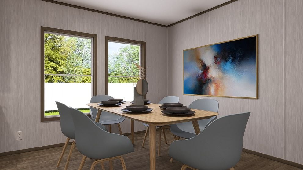 Kitchen and dining space in the Clayton Epic Crockett double-wide