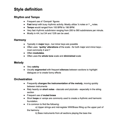Style Definition - Rhythm, Harmony, Melody, Orchestration