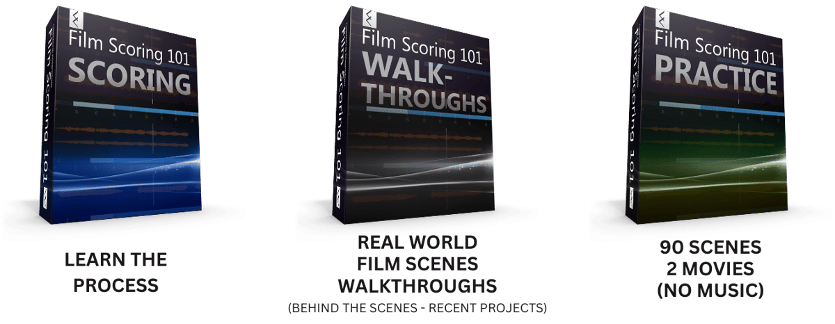 Film Scoring 101: SCORING (Learn the Process), WALK-THROUGHS (Real World Film Scenes), PRACTICE (90 Scenes, 2 Movies, No Music)