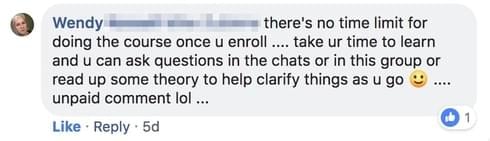 Student testimonial: there's no time limit for doing the course once u enroll
