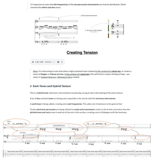 Example: Creating Tension — score analysis page