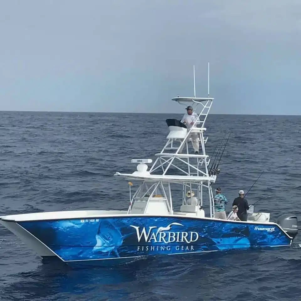 The Contagious, a 34-foot Freeman sportfishing boat, fishing offshore of Islamorada